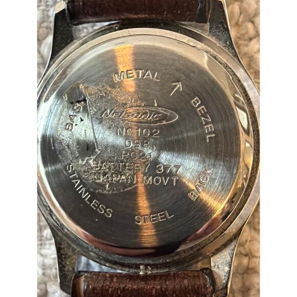 Women\'s Silver Tennessee Volunteers Stainless Steel Watch Brown Leather Band Vtg main image 5